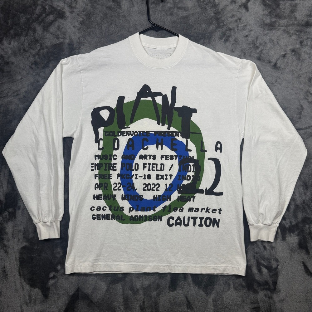 Cactus Plant Flea Market T-Shirt Mens Large White Coachella 2022 Long Sleeve
